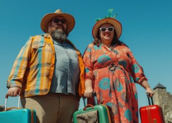 portrait overweight couple traveling lanzarote morocco