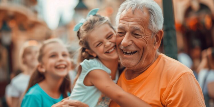 Scène de fête pour la Journée des grands-parents, avec grands-parents et petits-enfants, illustrant une famille heureuse 1