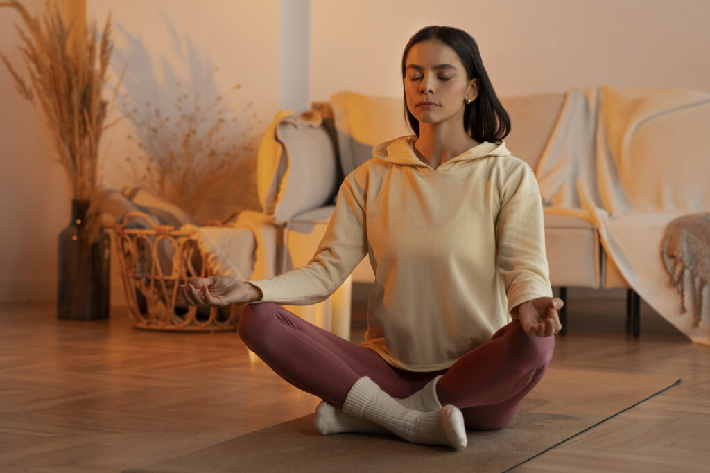 full-shot-woman-meditating-mat-meditation-morocco