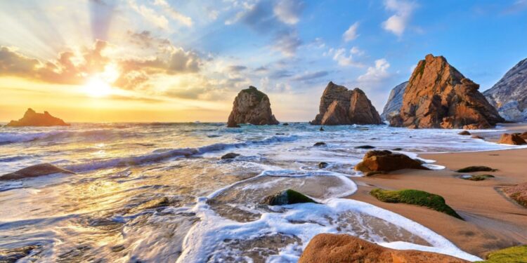 Dramatic Atlantic coastline with cliffs at sunset Morocco - MAwebzine Dramatic Atlantic coastline with cliffs at sunset Morocco coastal gems beach hidden Atlantic discover