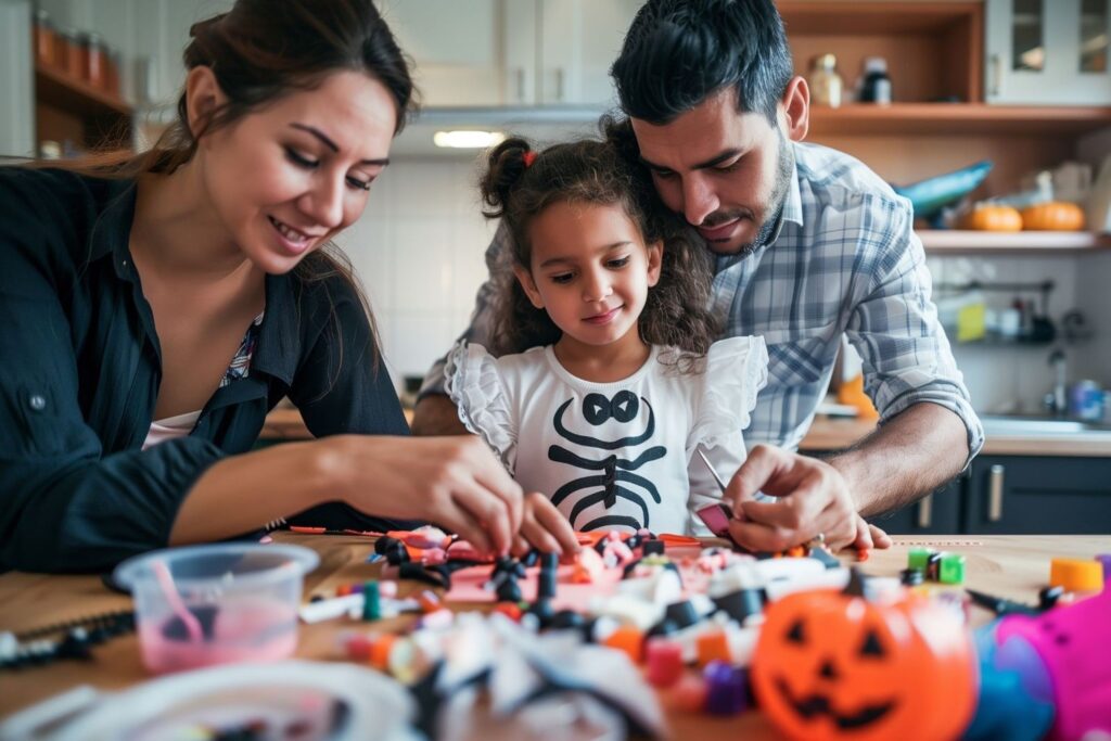 Moroccan family crafting together at home on rainy day Craft Activities creative educational fun rainy