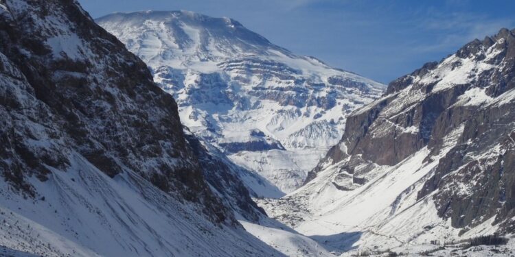 Atlas Mountains hiking in winter with snow-covered peaks and trekking routes in Morocco
