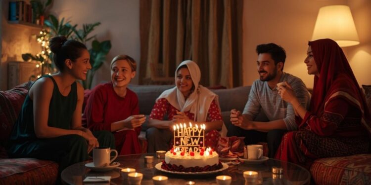 Maghrebinische Neujahrsfeierlichkeiten mit der marokkanischen Gemeinschaft, die sich zu kulturellen Vorsätzen versammelt