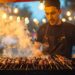 Moroccan street food vendor preparing traditional local favorites in authentic market setting