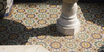 Moroccan tilework featuring traditional zellige geometric patterns for DIY home décor projects