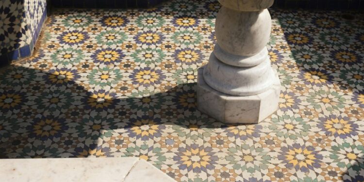 Moroccan tilework featuring traditional zellige geometric patterns for DIY home décor projects