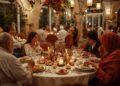 Festive restaurants table setting in Morocco showing elegant Eid al-Fitr celebration dining arrangement