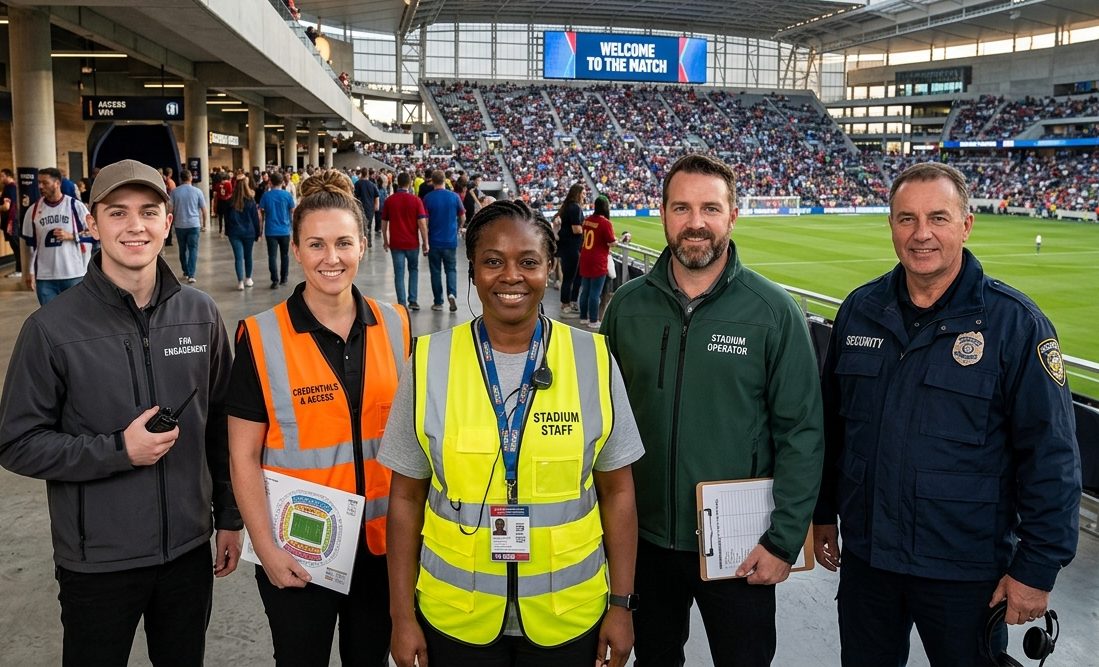 Een arbeider op een Marokkaanse stadionbouwplaats, die het infrastructuurbeleggingen weerspiegelt die centraal staat voor Marokkaanse diplomatie vóór 2030